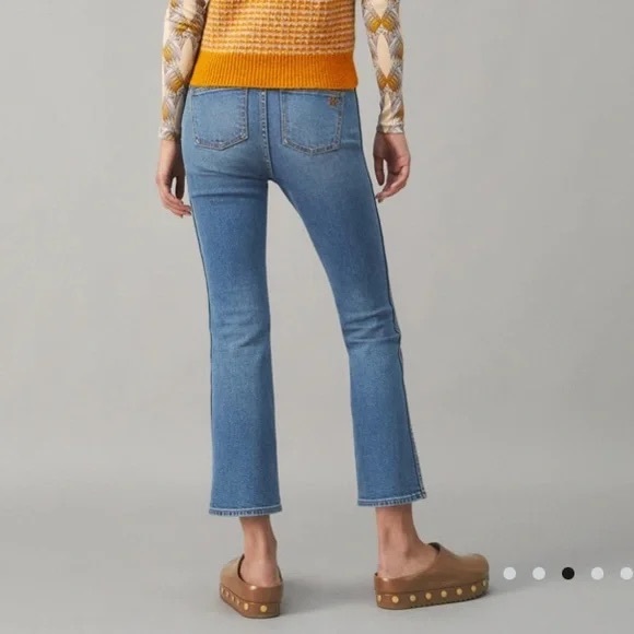 Tory Burch Cropped Boot-Cut Marble Jeans Size 28 - Picture 3 of 12